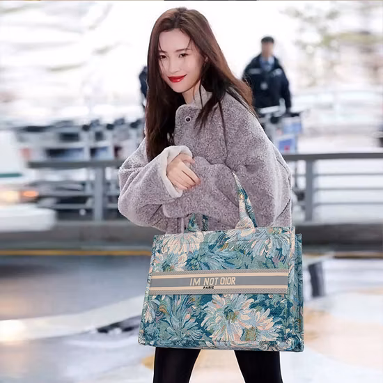 Fashion Tote Ink Painting Canvas Bag with Jute Splicing