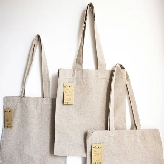 Sustainable Biodegradable Natural Fiber Fabric Cotton Recycled Linen Jute Hemp Tote Bag 