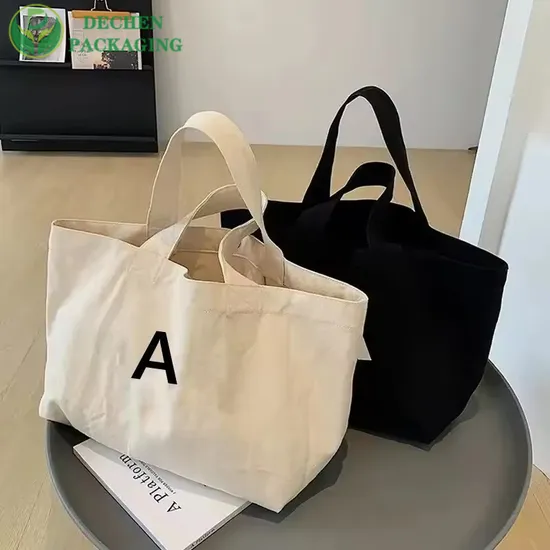Custom Logo Canvas Tote Bag Print Plain Zipper Grocery Shopping Shoulder Ladies Fashion Cotton Wholesale 