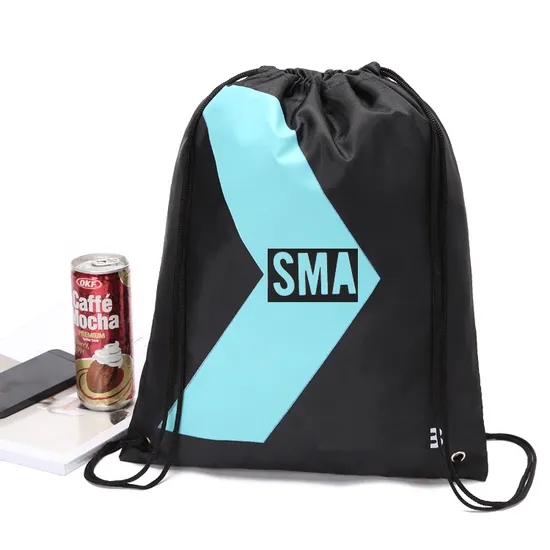 RPET Promotion Custom Logo Drawstring Backpack Recycle Polyester Gym Drawstring Shopping Bag 