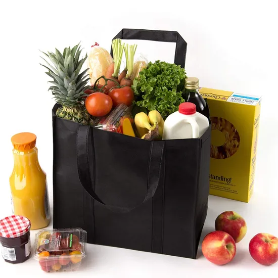 Black Reusable Custom Logo Large Shopping Bag Polypropylene Tote Bag China Wholesale Non Woven PP Shopping Bag 