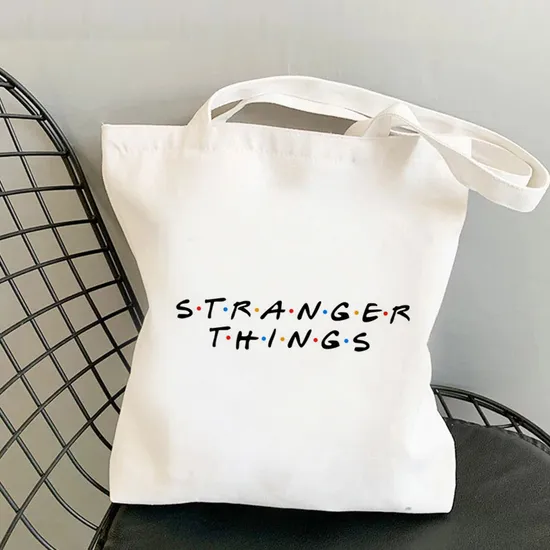 Foldable Cotton Canvas Fabric Reusable Shopping Cotton Bags with Rope Handles 