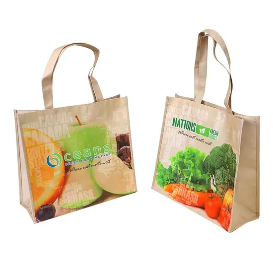 Reusable RPET Non Woven Shopping Carry Bag for Supermarket Laminated Polypropylene Non Woven Gift Bag Large Size RPET Non Woven Tote Bag 